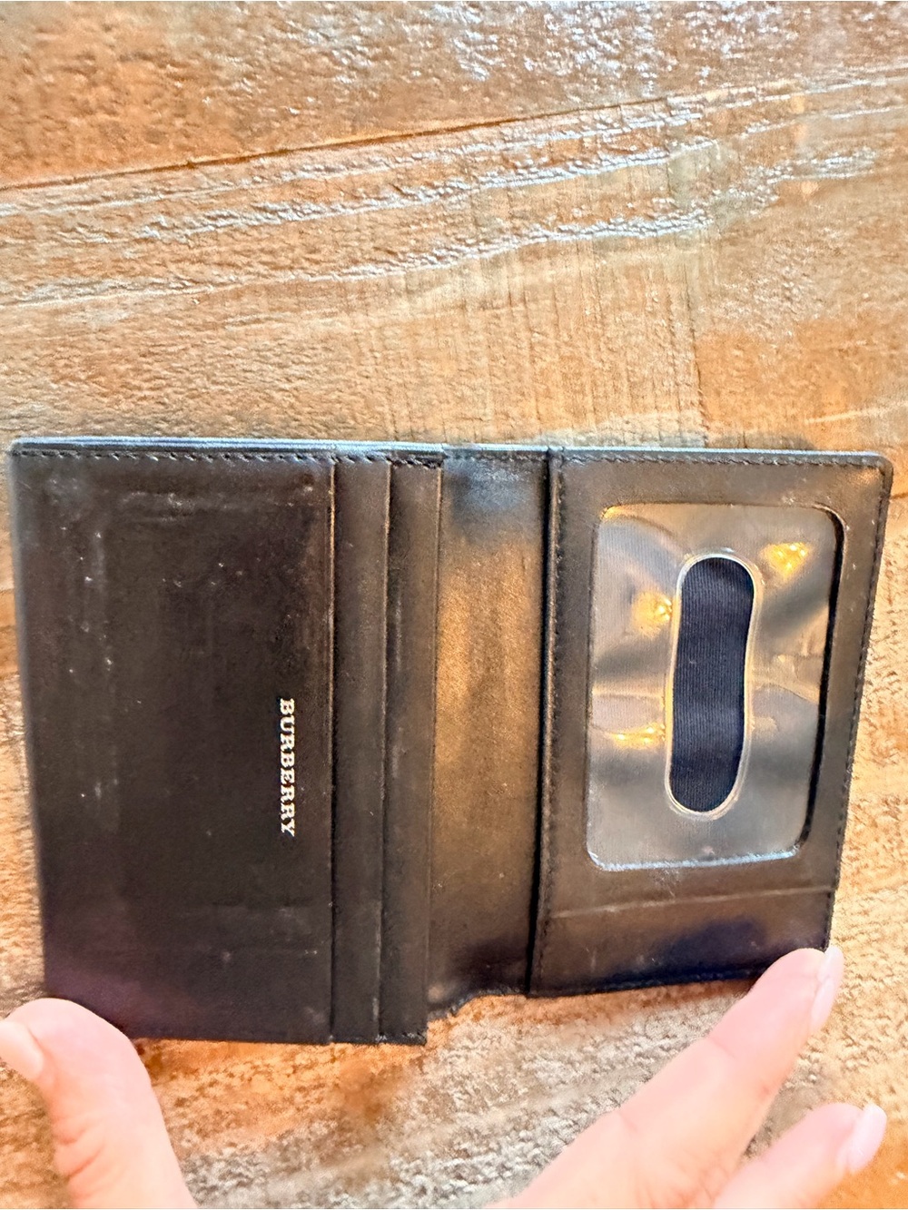 Burberry Black Leather ID Card Wallet